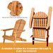 Foldable version of the 3-Piece Eucalyptus Adirondack Chair Set with Widened Armrests, demonstrating its lockable design for easy storage and movement.
