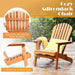 Close-up of the 3-Piece Eucalyptus Adirondack Chair Set with Widened Armrests showcasing the ergonomic design, wide armrests, and inviting oversized seat.