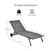 Dimensions and weight details of the 6-Position Adjustable Outdoor Chaise Lounge Chair with Wheels by Dream Yard Oasis, highlighting its capacity and sturdy construction for lasting outdoor use.