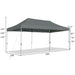 Dimensions of the 10x20 Feet Adjustable Heavy Duty Folding Canopy Shelter with Carry Bag - Gray, Water Resistant, highlighting adjustable height settings and spacious area.
