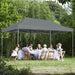 10x20 Feet Adjustable Heavy Duty Folding Canopy Shelter with Carry Bag - Gray, Water Resistant providing shade for a family gathering on a lawn.