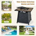28" 40,000 BTU Propane Gas Fire Pit Table with Cover, Lava Stones & CSA Certification displayed in various outdoor settings like patio, garden, poolside, and backyard, highlighting its multifunctional design for cozy gatherings.