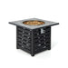 The 32" Square Propane Fire Pit Table with lava rocks displayed on a white background, highlighting its chic design and functionality for outdoor use.