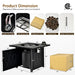 Dimensions of the 32-Inch Propane Fire Pit Table with Lava Rocks, showcasing a durable design requiring a 20 lbs propane tank.