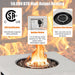 Detailed view of the ignition button and CSA certification for the 34" Square Concrete Propane Fire Pit Table, highlighting its safety features.