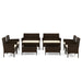 4-Piece Beige Patio Rattan Conversation Set with Cushions, Glass Table & Ergonomic Design showcasing the full set layout in a cozy outdoor environment with ample seating.