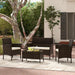 4-Piece Beige Patio Rattan Conversation Set with Cushions, Glass Table & Ergonomic Design featured in a contemporary outdoor space surrounded by trees and bright sunlight.