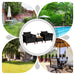 3-Piece Black Rattan Patio Furniture Set with Plush Cushions & Rustic Wood Coffee Table featured in various outdoor environments like gardens and by the pool.