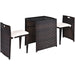 3-Piece Outdoor Wicker Patio Set with Cushions, No Assembly, Space-Saving Glass Table showcasing two fitted chairs and a table with a glass top against a white background.