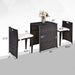 3-Piece Outdoor Wicker Patio Set with Cushions, No Assembly, Space-Saving Glass Table with dimensions displayed, showing two stylish chairs and the table design.