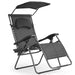 Close-up view of the Folding Recliner Lounge Chair with Adjustable Shade Canopy & Cup Holder by Dream Yard Oasis, showcasing its ergonomic design and durable frame.