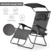 Oversized Folding Recliner Lounge Chair With Adjustable Shade Canopy & Cup Holder featuring breathable fabric, comfortable design, and weather-resistant materials, ideal for outdoor use.