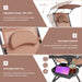 Folding Recliner Lounge Chair With Adjustable Shade Canopy & Cup Holder - Coffee features an adjustable canopy for sun protection, removable headrest for extra comfort, and a detachable side tray for convenience. Perfect for outdoor relaxation!