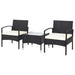 3-Piece Patio Wicker Rattan Furniture Set with Cushions & Glass Table for Lawn & Backyard showcasing two comfy chairs and a stylish glass table.