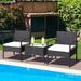 Stylish 3-Piece Patio Wicker Rattan Furniture Set by Dream Yard Oasis near a swimming pool, showcasing comfy chairs and a glass table perfect for relaxation.
