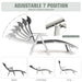 Adjustable settings of the Outdoor Folding Chaise Lounge Chair with Pillow & Cushion - Black, displaying the reclining positions for maximum comfort during leisure time.