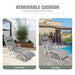 Adjustable Lightweight Folding Chaise Lounge Chair with Removable Pillow & Cushions in Gray showcased for cool and hot weather use.