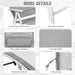 Close-up details of Adjustable Lightweight Folding Chaise Lounge Chair with Removable Pillow & Cushions - Gray highlighting its heavy-duty steel frame, removable headrest, and durable fabric.