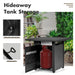 28 Inch Propane Gas Fireplace showcasing hideaway tank storage with a side door, part of Dream Yard Oasis ™ patio square fire pit design. Perfect for organized outdoor spaces.