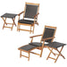 2 Pieces Patio Rattan Folding Lounge Chair with Acacia Wood Table shown from different angles, highlighting the foldable design and elegant rattan finish.