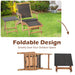 2 Pieces Patio Rattan Folding Lounge Chair with Acacia Wood Table emphasizing the space-saving foldable feature, ideal for compact outdoor areas.