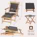Dimensions illustration of the 2 Pieces Patio Rattan Folding Lounge Chair with Acacia Wood Table, including measurements and weight capacity details for practical buying information.