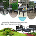 4-Piece Black Patio Rattan Furniture Set with Loveseat, Coffee Table & Cushions showcased in different outdoor settings, perfect for leisure time.
