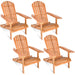 Four Eucalyptus Foldable Outdoor Adirondack Chairs arranged for a cozy outdoor gathering. Ideal for enjoying leisure time in your backyard.