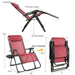 Dimensions and folding features of the Oversize Heavy Duty Folding Recliner Lounge Chair with Cup Holder from Dream Yard Oasis™, highlighting ergonomic design and easy portability.