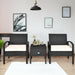 3 Piece PE Rattan Wicker Sofa Set with Washable Cushions & Coffee Table for Outdoor Patio, featuring two stylish armchairs and a chic coffee table in a modern indoor setting.