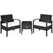 3 Piece PE Rattan Wicker Sofa Set with Washable Cushions & Coffee Table for Outdoor Patio featuring two stylish chairs and a coffee table, ideal for relaxing in outdoor spaces.