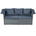 U STYLE Outdoor Wicker Daybed Sunbed Set with Canopy by Dream Yard Oasis, showcasing the sofa with stylish gray cushions, ideal for outdoor lounging.