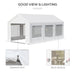 Close-up features of the Outsunny 20' x 10' Outdoor Party Tent Canopy showing the zippered door and mesh windows for good view and lighting.