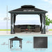 Dimensions of the Outsunny 10' x 12' Hardtop Gazebo displayed near a luxurious outdoor living space, showcasing its spacious design.