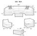 Dimensions illustration for the 7-Piece Patio Furniture Set with Tempered Glass Coffee Table, providing size details for optimal space planning.