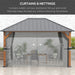 Outsunny 13' x 10' Hardtop Gazebo equipped with curtains and nettings, enhancing privacy while allowing airflow, perfect for outdoor gatherings.