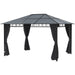 Outsunny 10' x 10' Hardtop Gazebo with Durable Polycarbonate Roof & Aluminum Frame in Dark Grey, featuring polyester curtains for privacy.