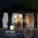 Outsunny 10' x 12' Hardtop Gazebo in a nighttime setting, featuring a top hook for hanging lights and decorations, perfect for creating an inviting atmosphere.