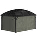 Outsunny 10' x 13' Aluminum Hardtop Gazebo in dark gray, showcasing a sturdy design with mesh netting and curtains for outdoor comfort.