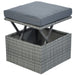 Stylish gray wicker ottoman with a cushion open to reveal storage, featured in the U STYLE Outdoor Wicker Daybed Sunbed Set with Canopy by Dream Yard Oasis.