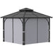 Outsunny 10' x 10' Hardtop Gazebo showcasing a sturdy double polycarbonate roof and stylish curtains, perfect for outdoor gatherings.