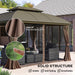 Close-up of the solid structure of the Outsunny 10' x 12' Hardtop Patio Gazebo showcasing durable polyester curtains and mesh.