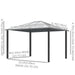 Dimensions of the Outsunny 12' x 10' Hardtop Gazebo, showcasing its height and width details for a spacious setup.