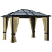 Outsunny 12' x 10' Hardtop Gazebo featuring a waterproof aluminum frame and elegant curtains, perfect for outdoor gatherings.