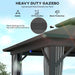 Close-up of the roof of the Outsunny 10' x 12' Hardtop Gazebo highlighting its double-tier structure and durable material for UV and water protection.