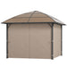 Outsunny 10' X 10' Hardtop Gazebo featuring a durable UV60+ roof and zippered curtains, designed in khaki beige for outdoor enjoyment.