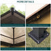 More details of the Outsunny 12' x 10' Hardtop Gazebo, including reinforced corners and hooks for improved durability and stability.