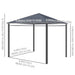Dimensions of the Outsunny 10'x10' Hardtop Gazebo, illustrating height and width specifications for optimal outdoor setup.