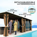 Detail of the Outsunny 10' x 12' Hardtop Gazebo with detachable double-layer sidewalls featuring outer polyester fabric and inner netted mesh curtains, perfect for comfort and privacy.
