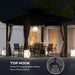 Outsunny 10' X 10' Hardtop Gazebo at night, equipped with hooks for hanging lights, creating a cozy outdoor dining atmosphere with modern lighting.